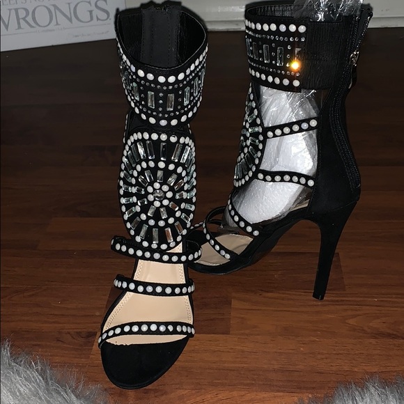 Beautiful Embellished Cage Heels - Picture 3 of 5